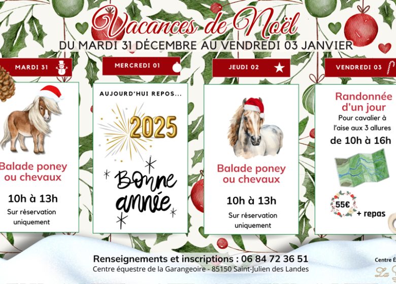 VACANCES DE NOËL AU CENTRE ÉQUESTRE DE LA GARANGEOIRE